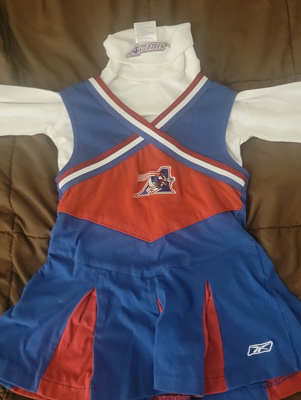 Montreal ALOUETTES Reebok Girls Blue, Red & White Cheer Dress with Turtleneck